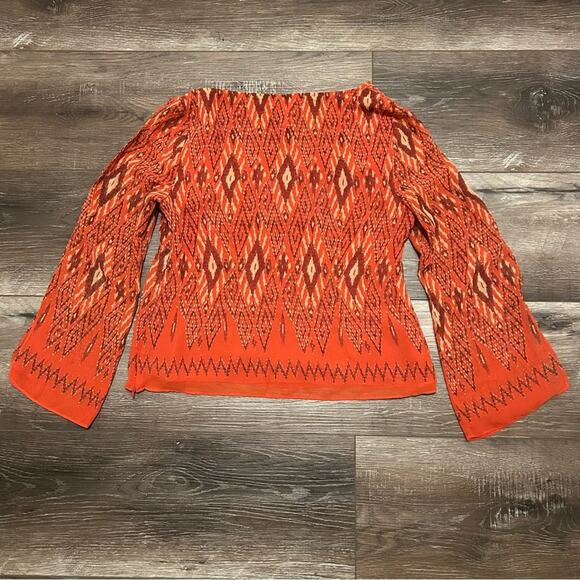 Bandolino Red Flowy Boho Patterned Blouse Size 12P - Picture 5 of 9